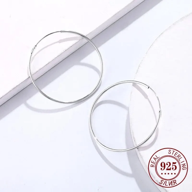 Senlissi -18k Vergoldete Creolen Für Frauen 925 Sterling Silber 2.0mm Mode Ohrring Gold Ringe Rose Gold Cерьги Kольца