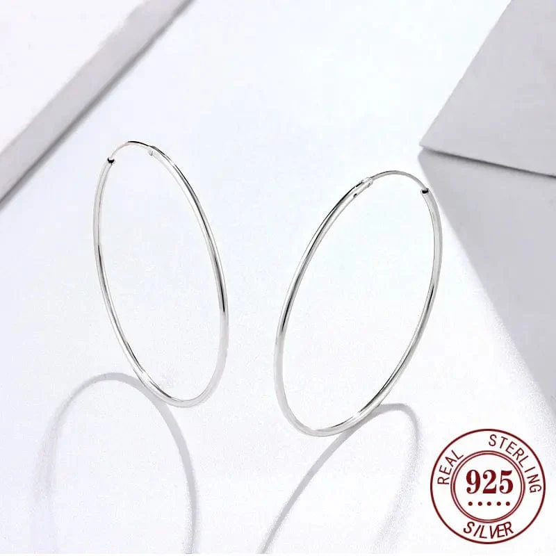 Senlissi -18k Vergoldete Creolen Für Frauen 925 Sterling Silber 2.0mm Mode Ohrring Gold Ringe Rose Gold Cерьги Kольца