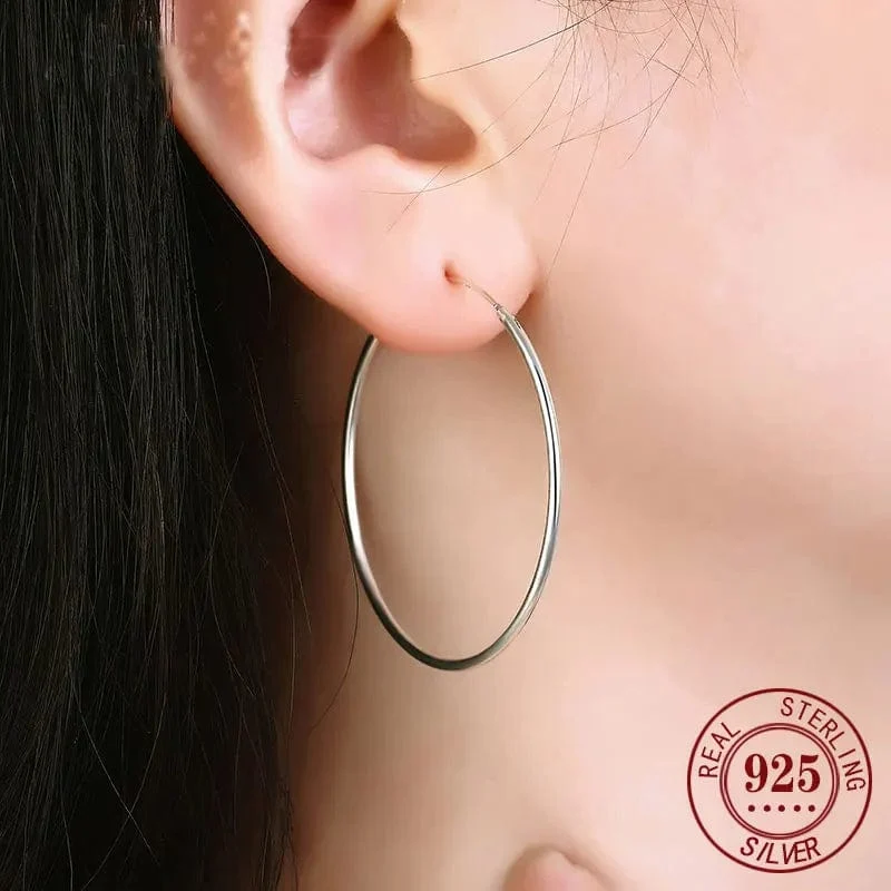 Senlissi -18k Vergoldete Creolen Für Frauen 925 Sterling Silber 2.0mm Mode Ohrring Gold Ringe Rose Gold Cерьги Kольца