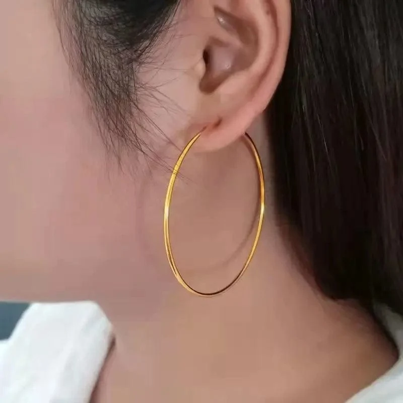 Senlissi -18k Vergoldete Creolen Für Frauen 925 Sterling Silber 2.0mm Mode Ohrring Gold Ringe Rose Gold Cерьги Kольца