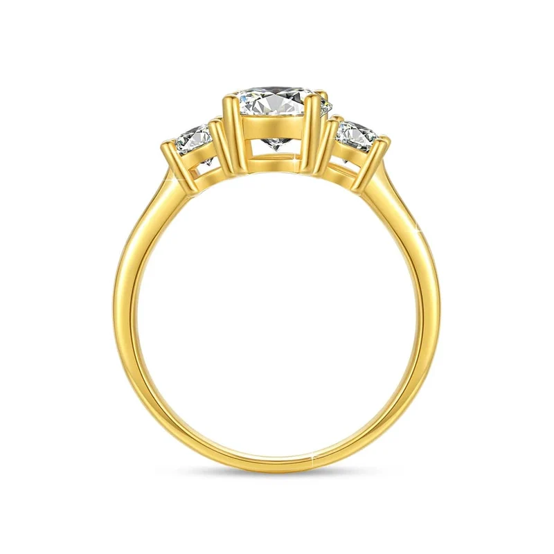 Mit Zertifikat 18k Gold Ring Moissanite Für Frauen 3 Stein 100% Echt Initial Luxus K Gold Schmuck Engagement Geschenk Großhandel