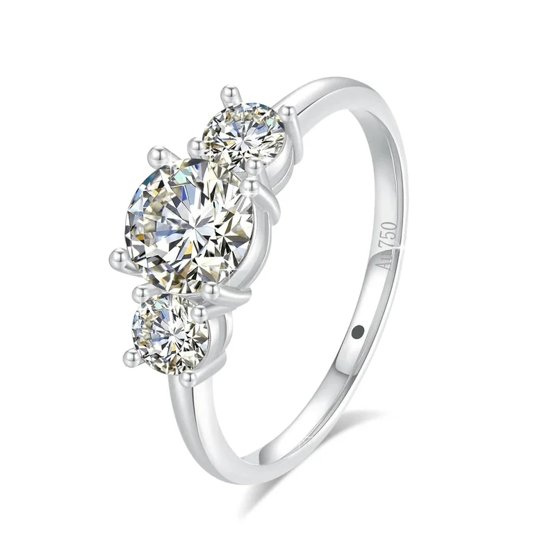 Mit Zertifikat 18k Gold Ring Moissanite Für Frauen 3 Stein 100% Echt Initial Luxus K Gold Schmuck Engagement Geschenk Großhandel