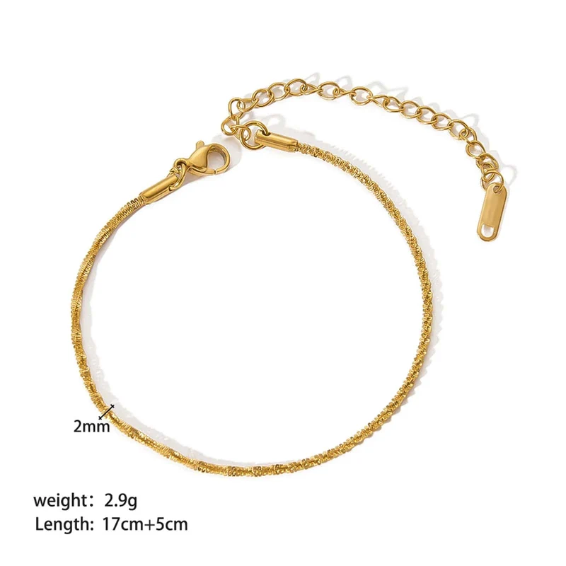 Neues 304 Edelstahl Gliederkettenarmband Vergoldetes Armband für Lagenlook Damen Modeschmuck 17cm lang, 1 Stück