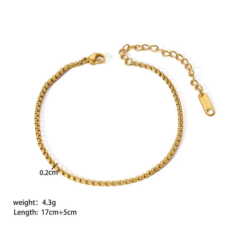 Neues 304 Edelstahl Gliederkettenarmband Vergoldetes Armband für Lagenlook Damen Modeschmuck 17cm lang, 1 Stück