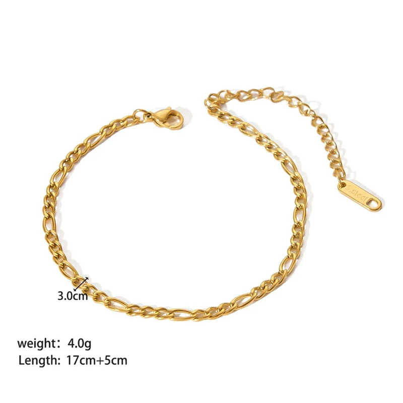 Neues 304 Edelstahl Gliederkettenarmband Vergoldetes Armband für Lagenlook Damen Modeschmuck 17cm lang, 1 Stück