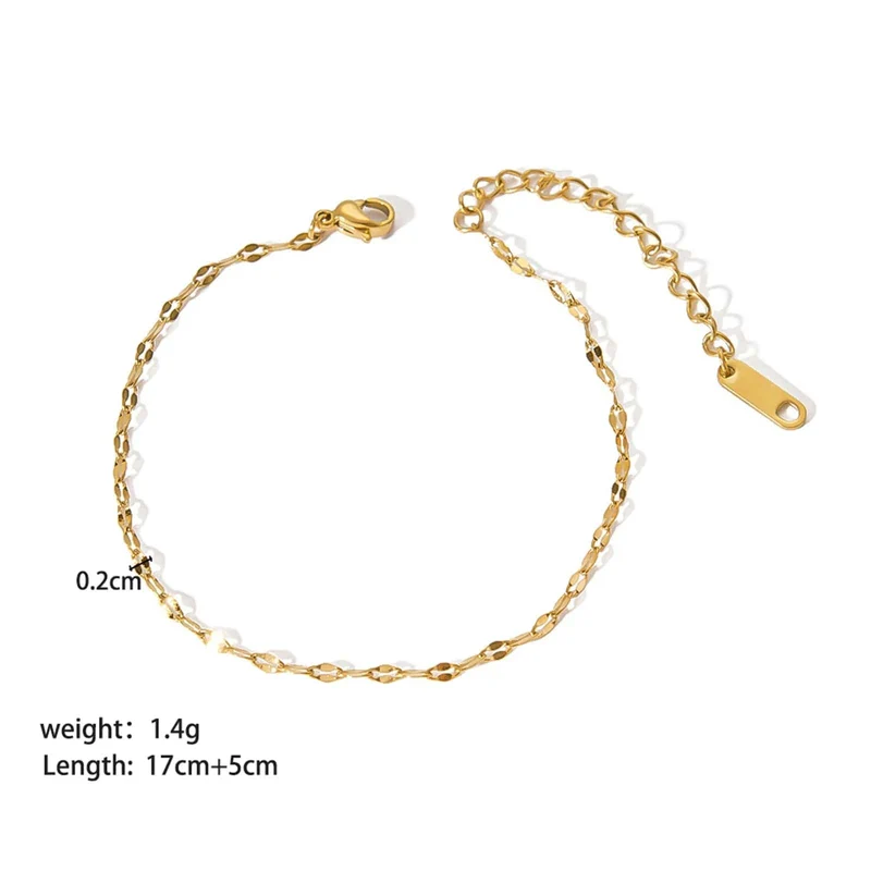Neues 304 Edelstahl Gliederkettenarmband Vergoldetes Armband für Lagenlook Damen Modeschmuck 17cm lang, 1 Stück