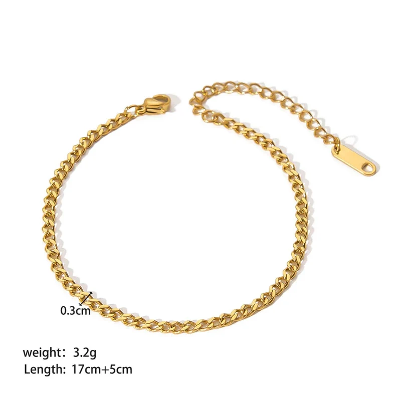 Neues 304 Edelstahl Gliederkettenarmband Vergoldetes Armband für Lagenlook Damen Modeschmuck 17cm lang, 1 Stück