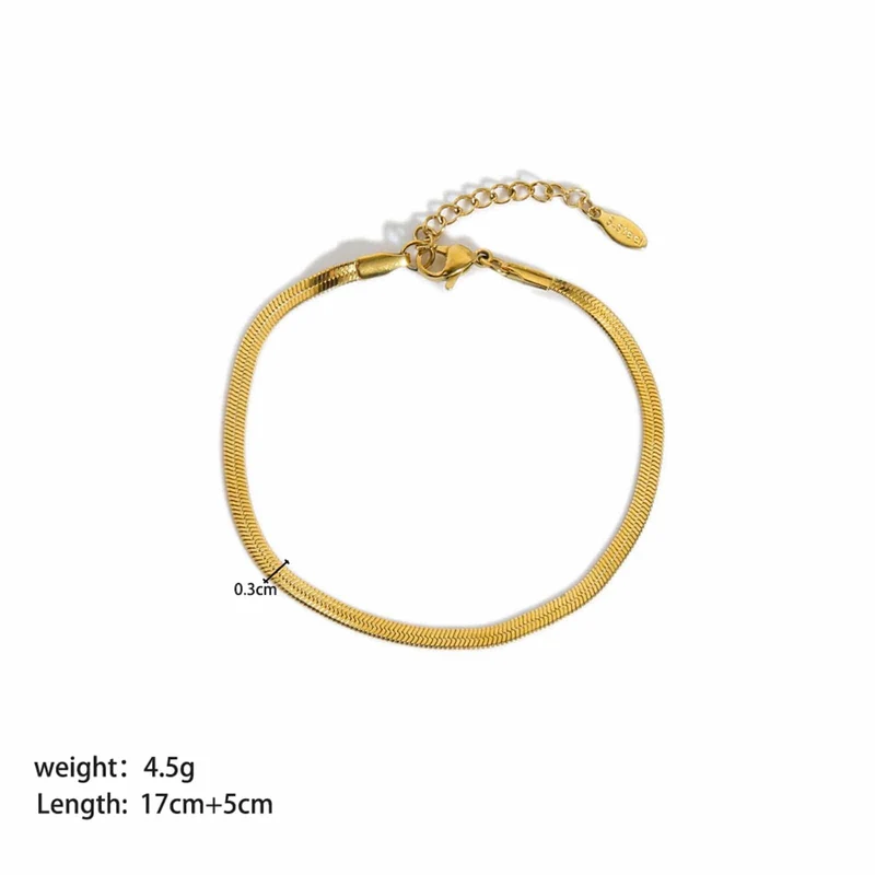 Neues 304 Edelstahl Gliederkettenarmband Vergoldetes Armband für Lagenlook Damen Modeschmuck 17cm lang, 1 Stück