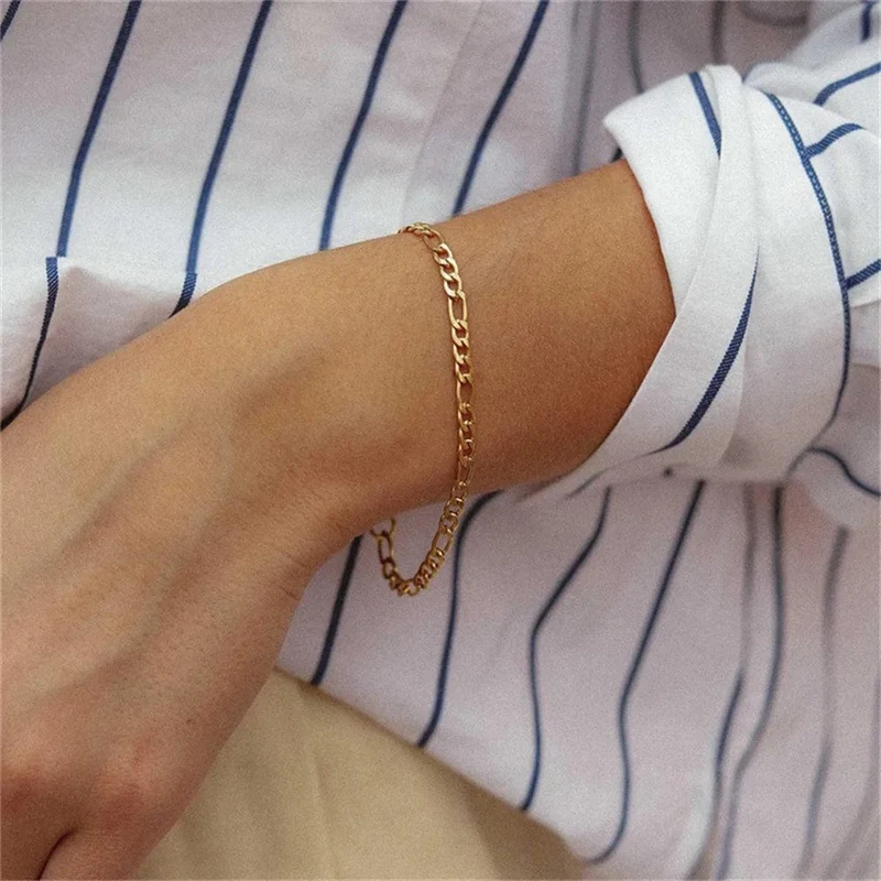 4MM Edelstahl Figaro Armband Gold Farbe Armband Für Frauen Männer Hip Hop Schmuck Mode-Accessoires