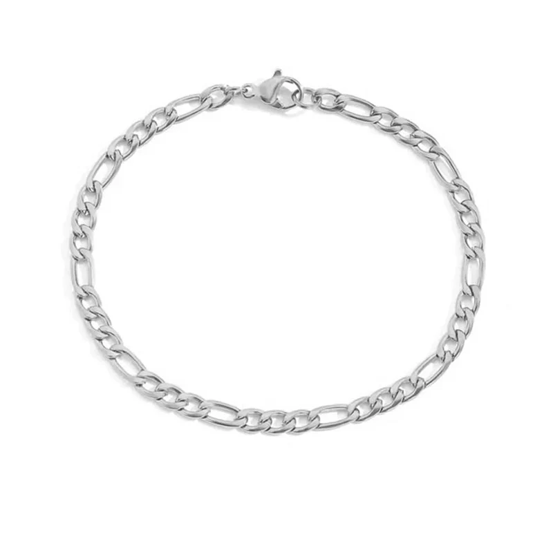4MM Edelstahl Figaro Armband Gold Farbe Armband Für Frauen Männer Hip Hop Schmuck Mode-Accessoires