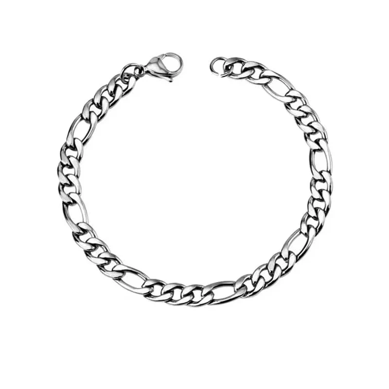 4MM Edelstahl Figaro Armband Gold Farbe Armband Für Frauen Männer Hip Hop Schmuck Mode-Accessoires