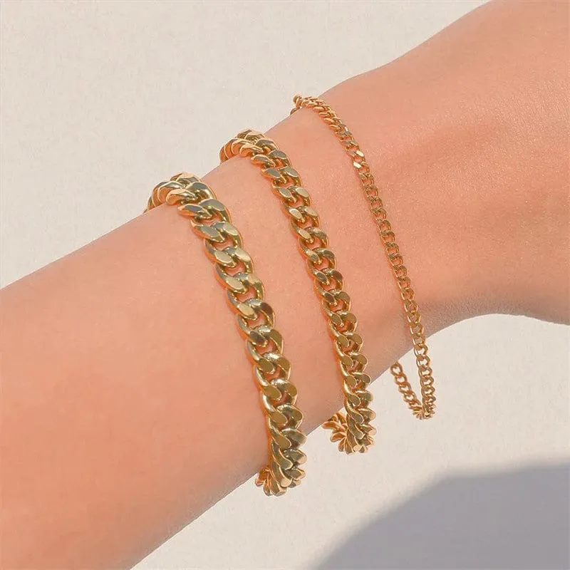 Mode Edelstahl Männer Curb Kubanischen Kette Armband Frauen Armband Auf Hand Für Paar Unisex Handgelenk Hand Schmuck Geschenk Party