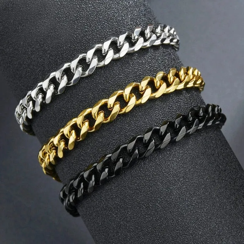 Mode Edelstahl Männer Curb Kubanischen Kette Armband Frauen Armband Auf Hand Für Paar Unisex Handgelenk Hand Schmuck Geschenk Party