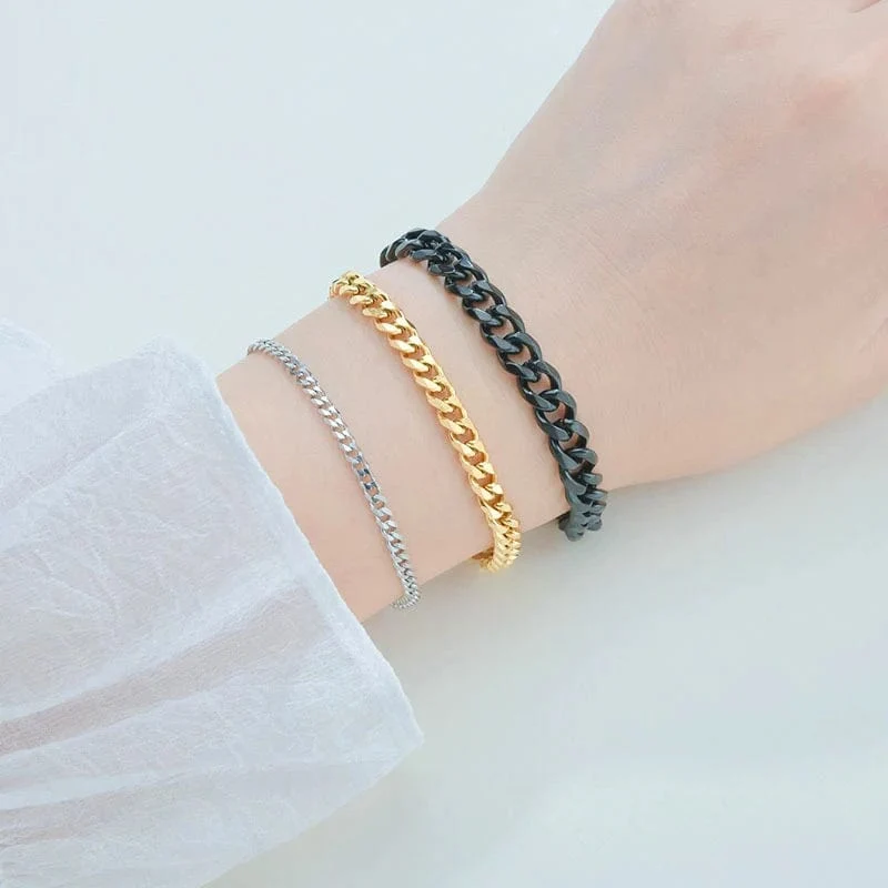 Mode Edelstahl Männer Curb Kubanischen Kette Armband Frauen Armband Auf Hand Für Paar Unisex Handgelenk Hand Schmuck Geschenk Party