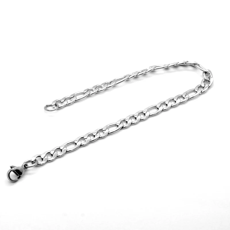 Silber Farbe Curb Cuban Armband Für Männer Schmuck Edelstahl Figaro Link Kette Armbänder Hand Schmuck Fußkettchen Geschenke