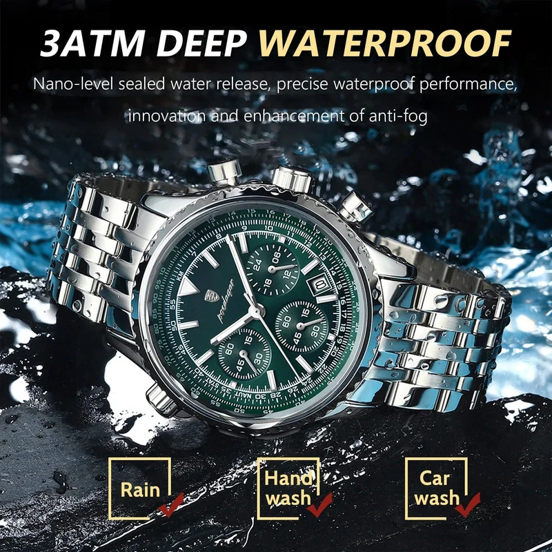 POEDAGAR Luxus Militäruhr für Männer Wasserdicht Leuchtend Datum Chronograph Mann Uhr Sport Quarz Edelstahl Herrenuhren