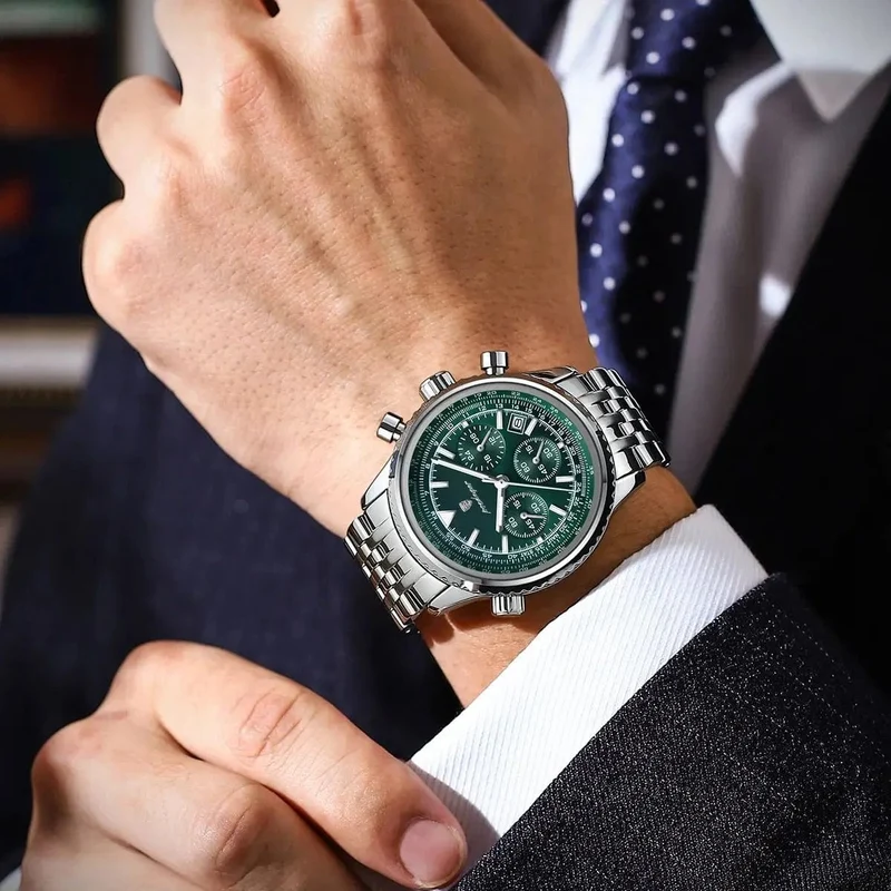 POEDAGAR Luxus Militäruhr für Männer Wasserdicht Leuchtend Datum Chronograph Mann Uhr Sport Quarz Edelstahl Herrenuhren