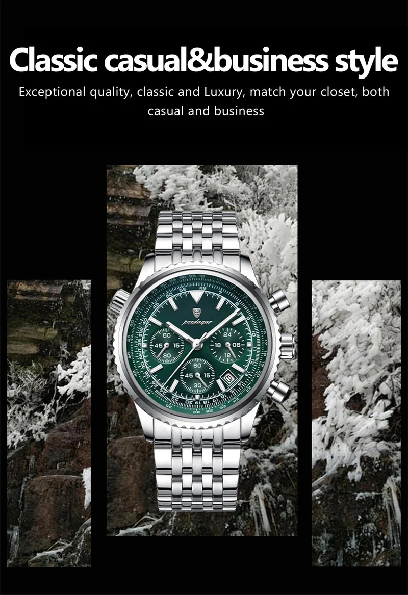 POEDAGAR Luxus Militäruhr für Männer Wasserdicht Leuchtend Datum Chronograph Mann Uhr Sport Quarz Edelstahl Herrenuhren