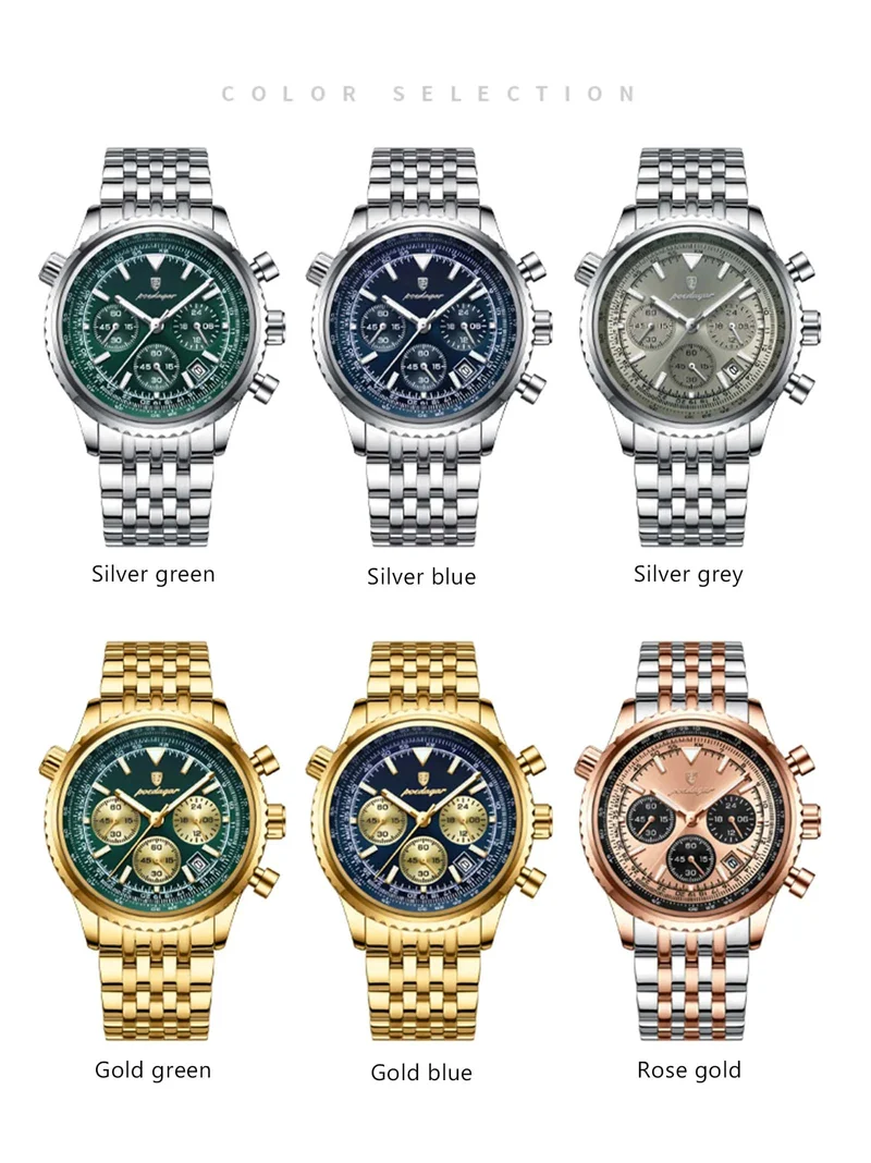 POEDAGAR Luxus Militäruhr für Männer Wasserdicht Leuchtend Datum Chronograph Mann Uhr Sport Quarz Edelstahl Herrenuhren