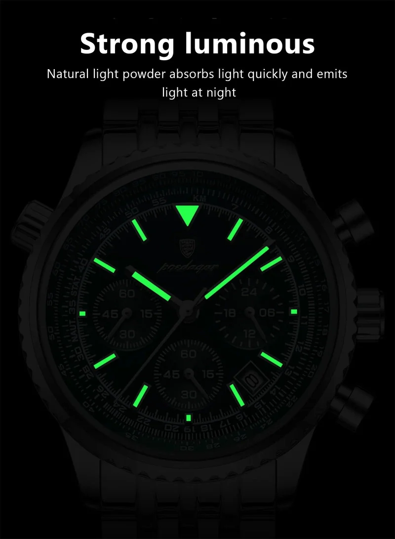 POEDAGAR Luxus Militäruhr für Männer Wasserdicht Leuchtend Datum Chronograph Mann Uhr Sport Quarz Edelstahl Herrenuhren