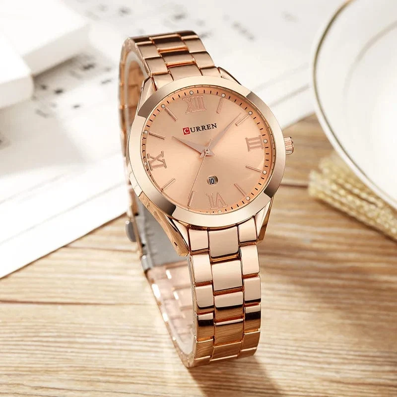 CURREN Gold Uhr Frauen Uhren Damen Kreative Stahl Damen Armbanduhren Weibliche Uhr Relogio Feminino Montre Femme