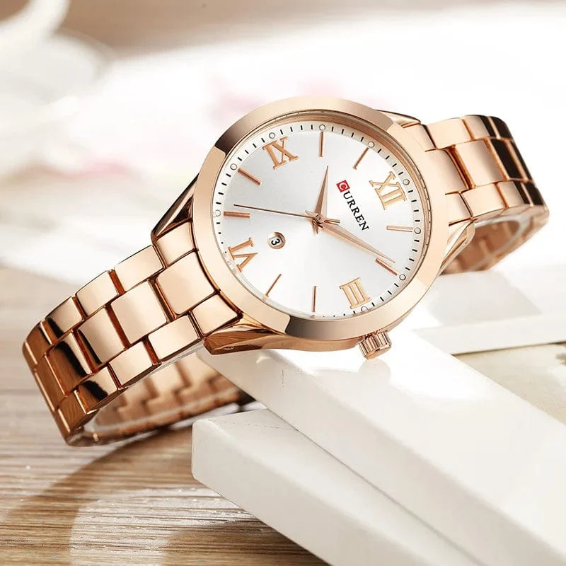 CURREN Gold Uhr Frauen Uhren Damen Kreative Stahl Damen Armbanduhren Weibliche Uhr Relogio Feminino Montre Femme