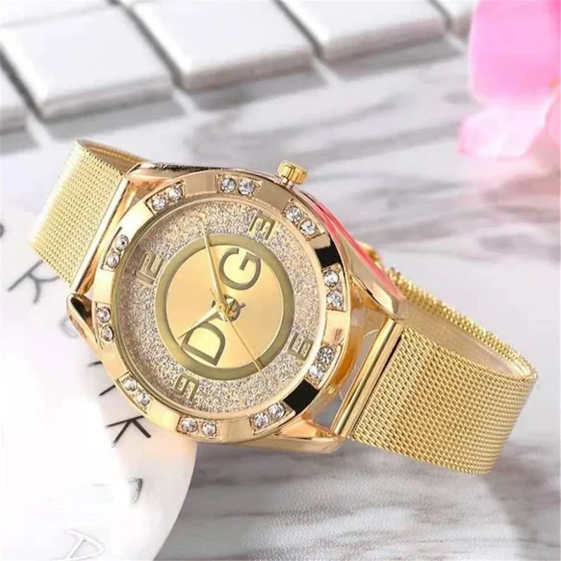 Luxus Marke frauen uhren Mit Diamanten Einfache Digitale Design Damen Quarzuhr Casual Gold Mesh Gürtel Frauen Uhr Strap