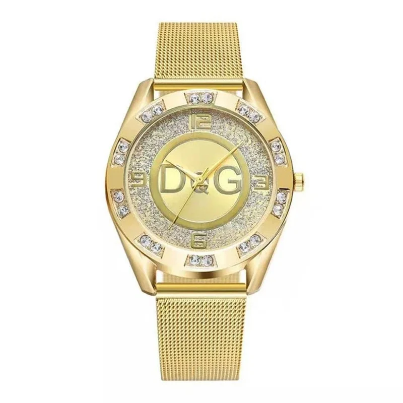 Luxus Marke frauen uhren Mit Diamanten Einfache Digitale Design Damen Quarzuhr Casual Gold Mesh Gürtel Frauen Uhr Strap