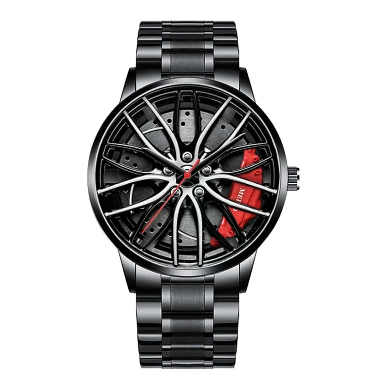 Mode Männer Sport Uhren 3d Auto Rad Edelstahl Band Armbanduhr herren Quarzuhr herren Uhren