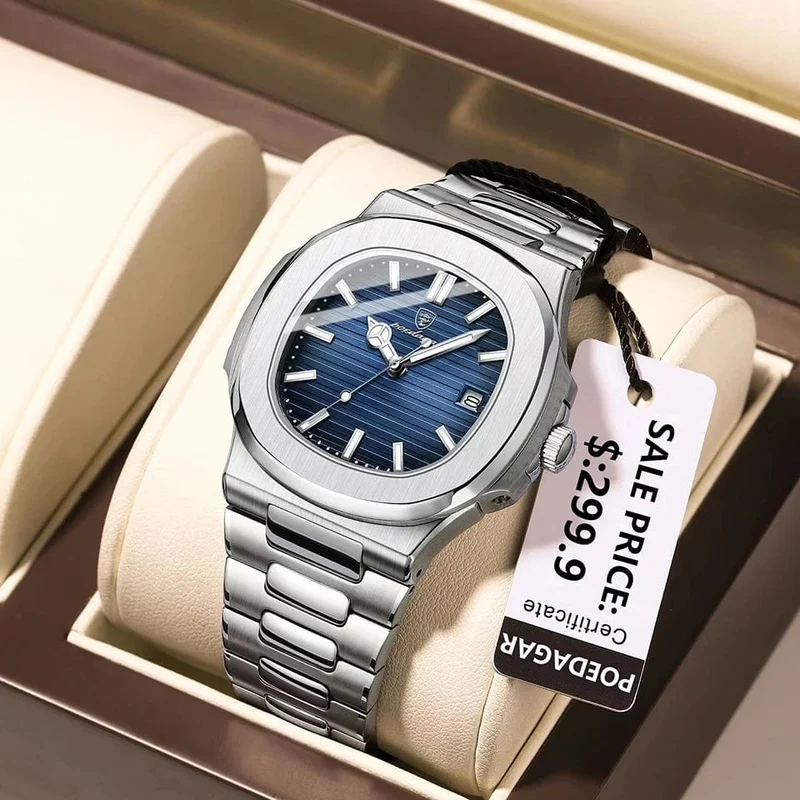 POEDAGAR Casual Business Uhr Männer Luxus Uhr Automatische Uhren Herren Wasserdicht Mode Quarz Armbanduhren Reloj Hombre 613