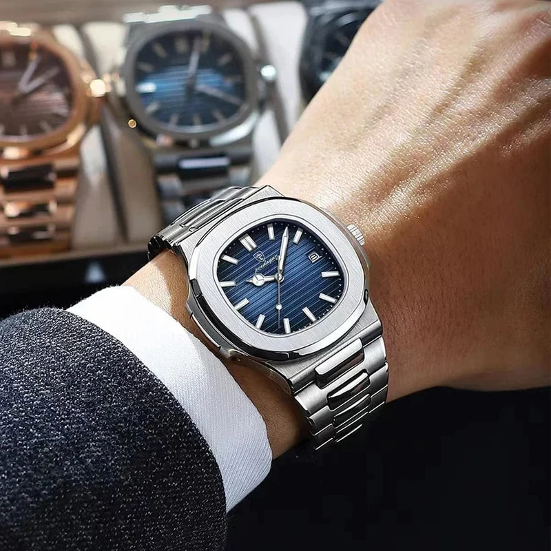 POEDAGAR Casual Business Uhr Männer Luxus Uhr Automatische Uhren Herren Wasserdicht Mode Quarz Armbanduhren Reloj Hombre 613