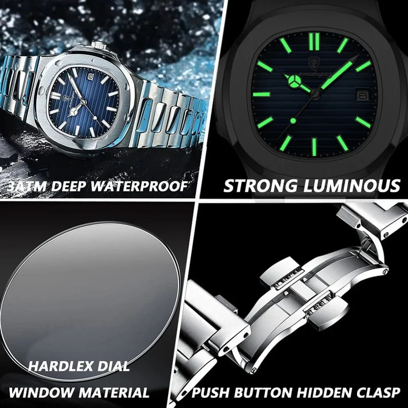 POEDAGAR Casual Business Uhr Männer Luxus Uhr Automatische Uhren Herren Wasserdicht Mode Quarz Armbanduhren Reloj Hombre 613