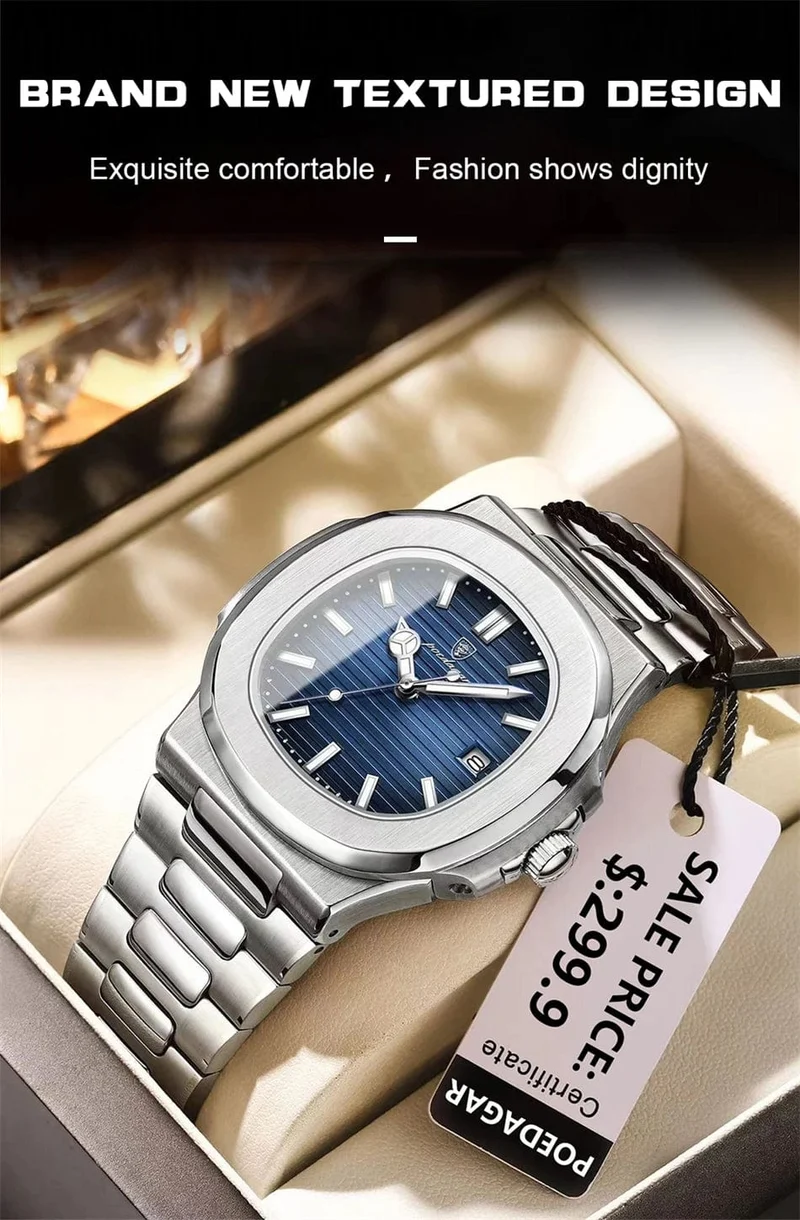 POEDAGAR Casual Business Uhr Männer Luxus Uhr Automatische Uhren Herren Wasserdicht Mode Quarz Armbanduhren Reloj Hombre 613
