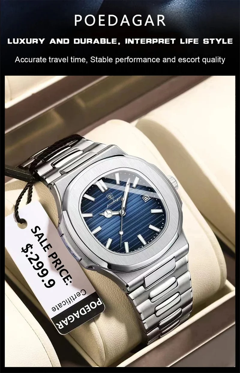 POEDAGAR Casual Business Uhr Männer Luxus Uhr Automatische Uhren Herren Wasserdicht Mode Quarz Armbanduhren Reloj Hombre 613