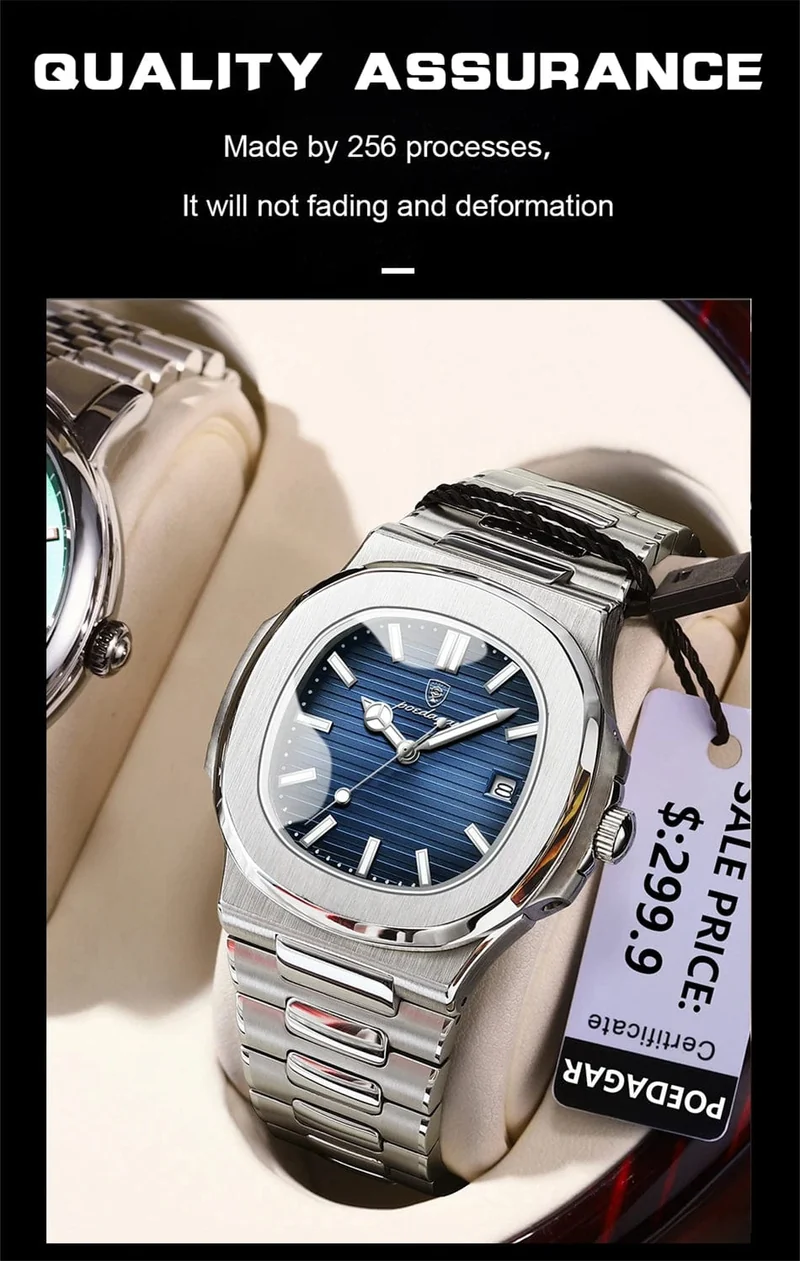 POEDAGAR Casual Business Uhr Männer Luxus Uhr Automatische Uhren Herren Wasserdicht Mode Quarz Armbanduhren Reloj Hombre 613