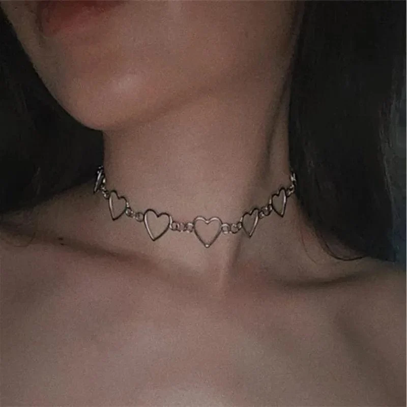 Neue Hohl Koreanische Süße Liebe Herz Halsband Halskette Erklärung Freundin Geschenk Nette Bicolor Halskette Schmuck Collier Femme 2023