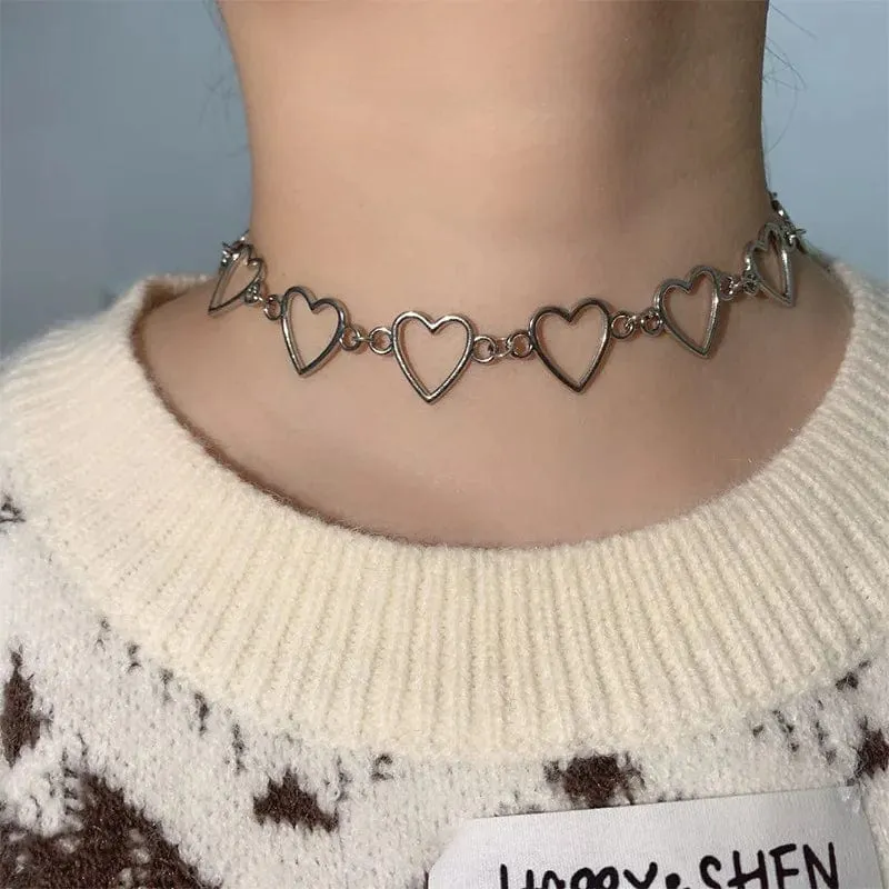 Neue Hohl Koreanische Süße Liebe Herz Halsband Halskette Erklärung Freundin Geschenk Nette Bicolor Halskette Schmuck Collier Femme 2023