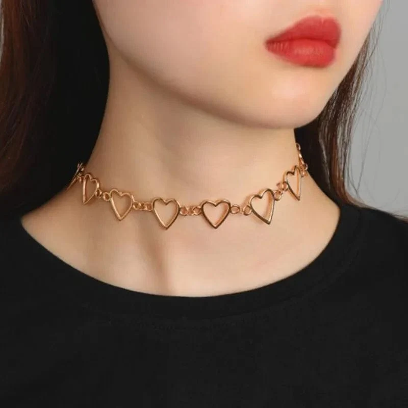 Neue Hohl Koreanische Süße Liebe Herz Halsband Halskette Erklärung Freundin Geschenk Nette Bicolor Halskette Schmuck Collier Femme 2023