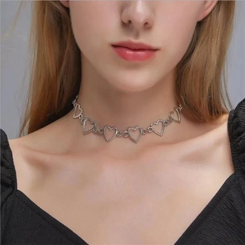 Neue Hohl Koreanische Süße Liebe Herz Halsband Halskette Erklärung Freundin Geschenk Nette Bicolor Halskette Schmuck Collier Femme 2023
