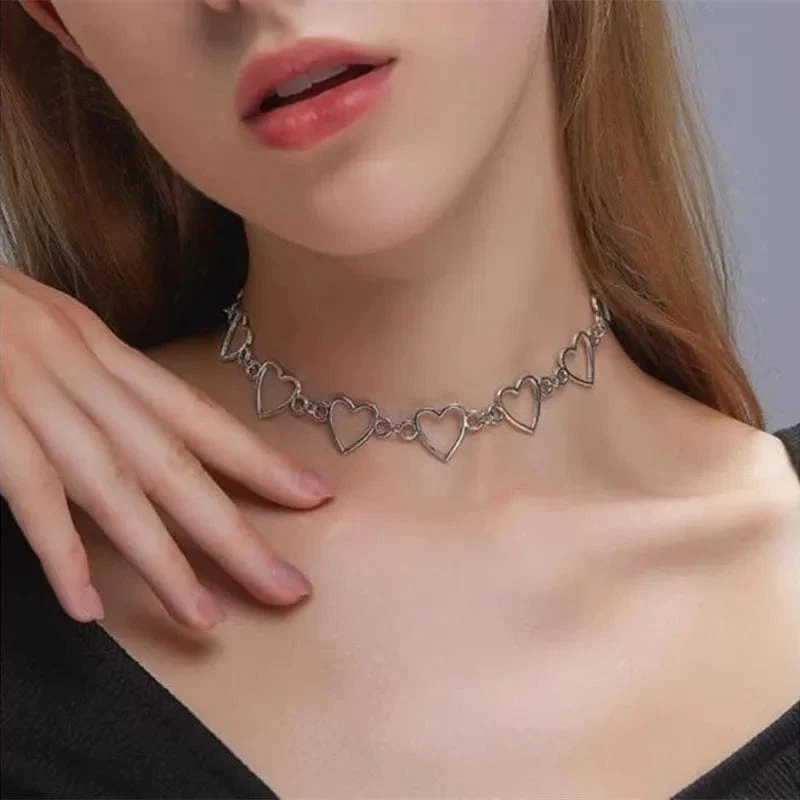 Neue Hohl Koreanische Süße Liebe Herz Halsband Halskette Erklärung Freundin Geschenk Nette Bicolor Halskette Schmuck Collier Femme 2023