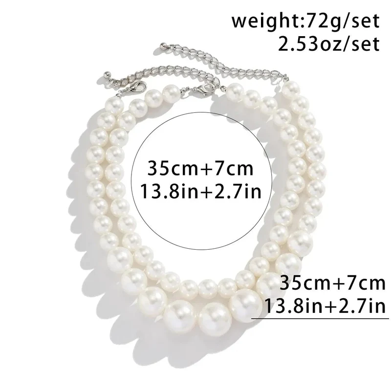 2 Teile/satz Übertrieben Große Imitation Perle Schlüsselbein Kette Halskette für Frauen Mi Braut Goth Perlen Halsband Grunge Schmuck Steampunk
