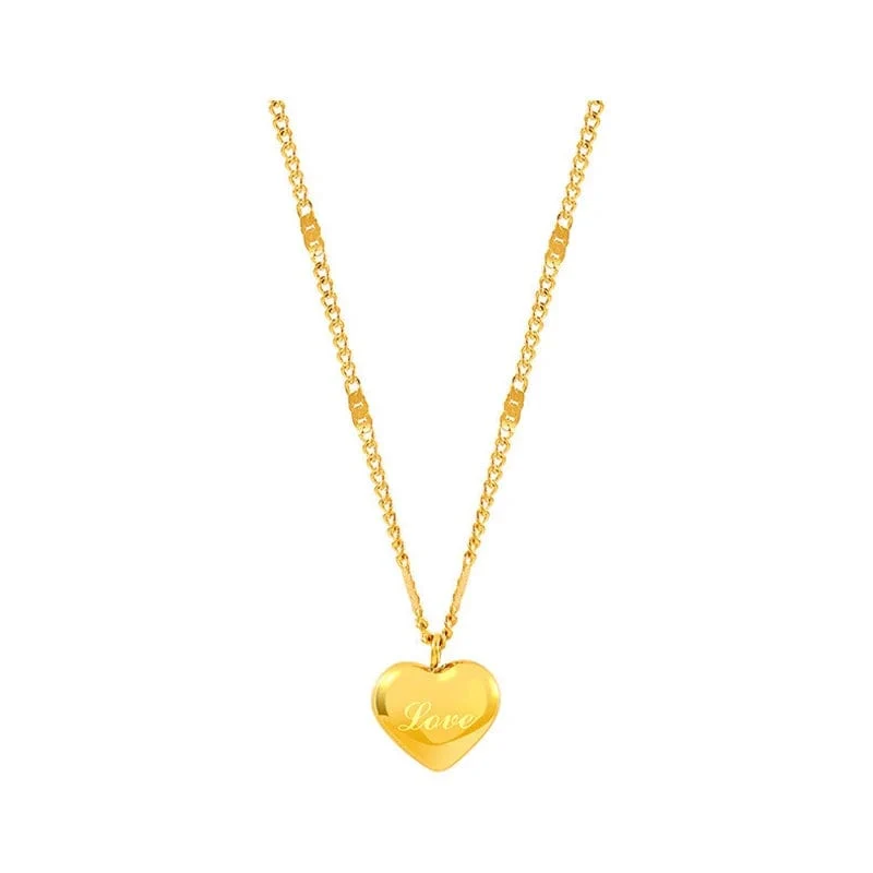 Trendy Einfache Gold Farbe Herz Anhänger Colliers Halskette für Frauen Temperament Liebesbrief Dünne Schlüsselbein Kette Schmuck Geschenk
