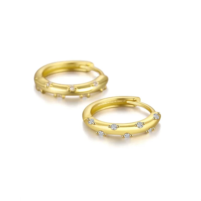 CANNER Creolen aus 925er Sterlingsilber, glänzend, goldfarben, winzige Knorpelpiercings, kleine Huggie-Ohrringe, edles Schmuckzubehör