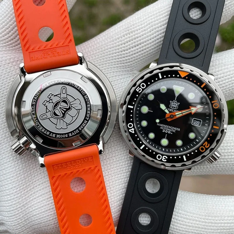 STEELDIVE SD1975C Klassische mechanische Uhr für Männer, mehrfarbig, leuchtend, 30 Bar, wasserdicht, NH35-Uhrwerk, Taucher-Thunfisch-Saphirspiegel