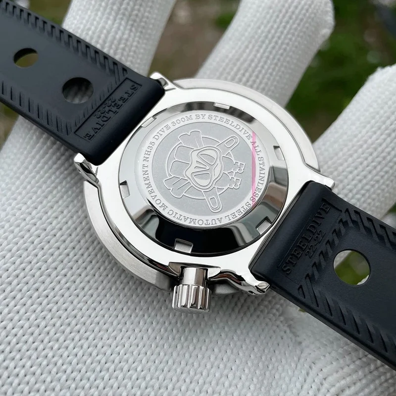 STEELDIVE SD1975C Klassische mechanische Uhr für Männer, mehrfarbig, leuchtend, 30 Bar, wasserdicht, NH35-Uhrwerk, Taucher-Thunfisch-Saphirspiegel