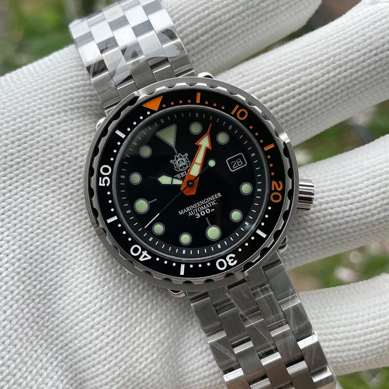 STEELDIVE SD1975C Klassische mechanische Uhr für Männer, mehrfarbig, leuchtend, 30 Bar, wasserdicht, NH35-Uhrwerk, Taucher-Thunfisch-Saphirspiegel