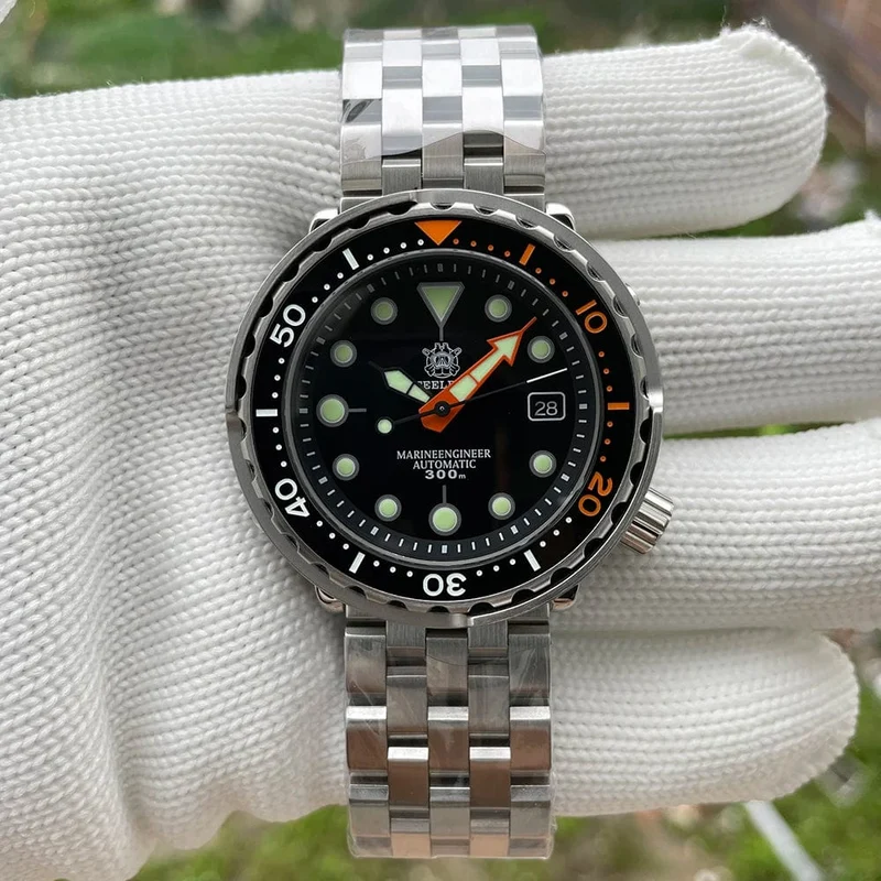 STEELDIVE SD1975C Klassische mechanische Uhr für Männer, mehrfarbig, leuchtend, 30 Bar, wasserdicht, NH35-Uhrwerk, Taucher-Thunfisch-Saphirspiegel