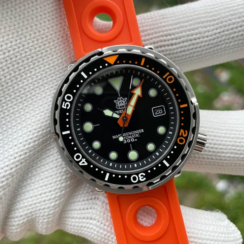 STEELDIVE SD1975C Klassische mechanische Uhr für Männer, mehrfarbig, leuchtend, 30 Bar, wasserdicht, NH35-Uhrwerk, Taucher-Thunfisch-Saphirspiegel