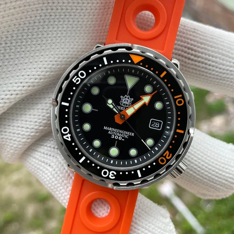 STEELDIVE SD1975C Klassische mechanische Uhr für Männer, mehrfarbig, leuchtend, 30 Bar, wasserdicht, NH35-Uhrwerk, Taucher-Thunfisch-Saphirspiegel