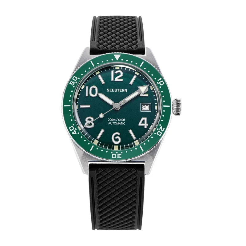 SEESTERN Taucheruhr für Herren, automatische mechanische Armbanduhren, Seagul ST2130-Uhrwerk, 20 bar wasserdicht, leuchtendes gewölbtes Glas